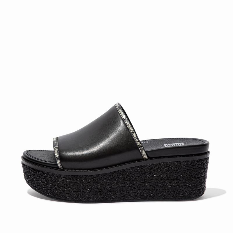 FitFlop Eloise Snake Print Espadrille Schwarz - FitFlop Keilsandalette Damen Schweiz [WQBJ-40985]